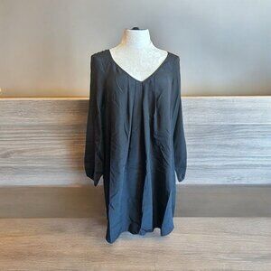 Amanda Uprichard Dress Womens M SILK Black V-Neck long sleeve Shift Mini